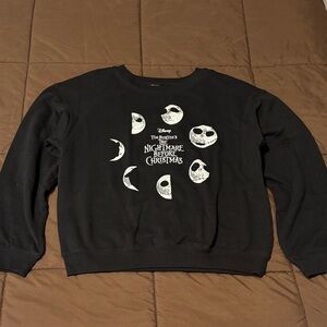 Disney Women’s Black Crewneck Sweater - Nightmare Before Christmas Design
